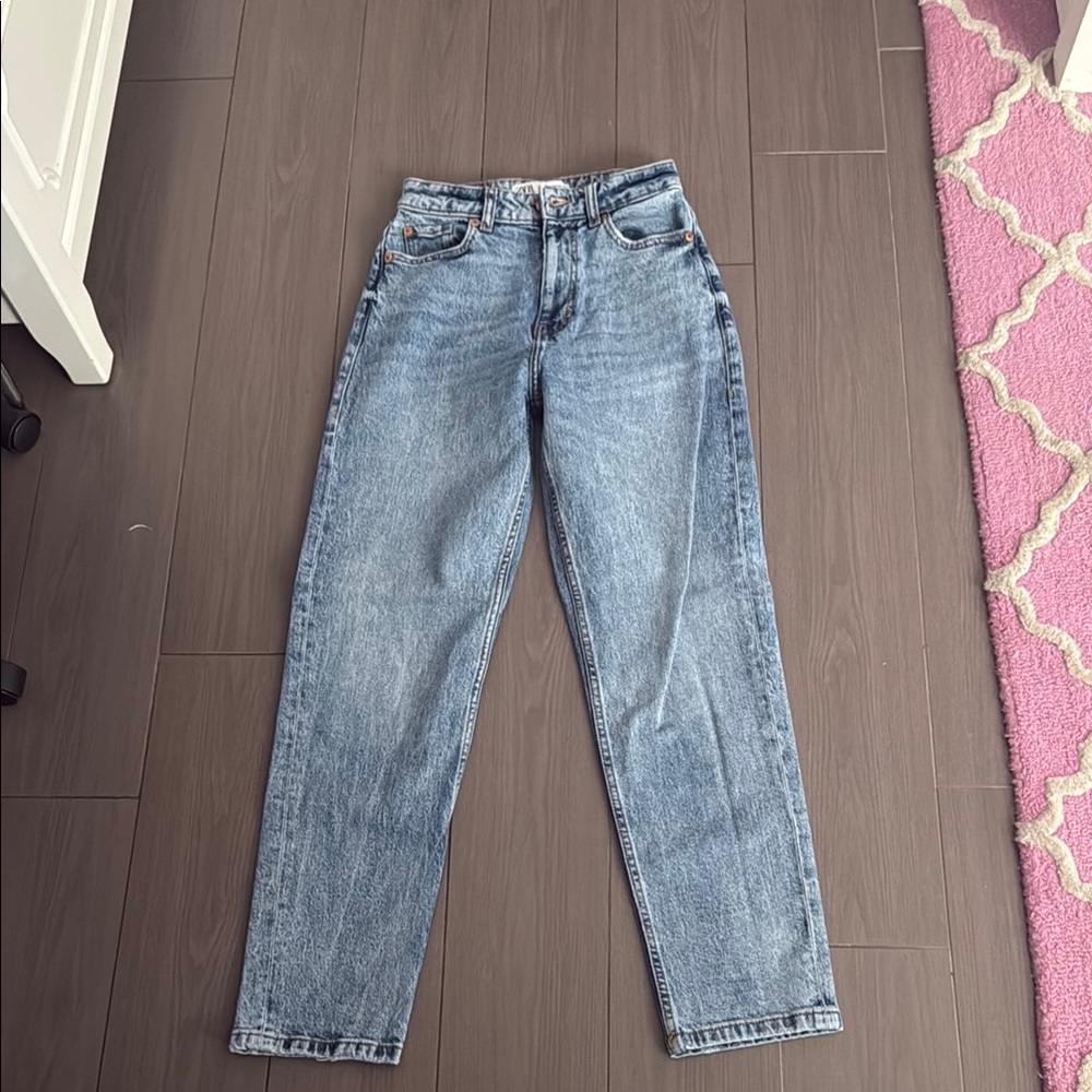 Zara Women's High Rise Jeans - Light Blue
